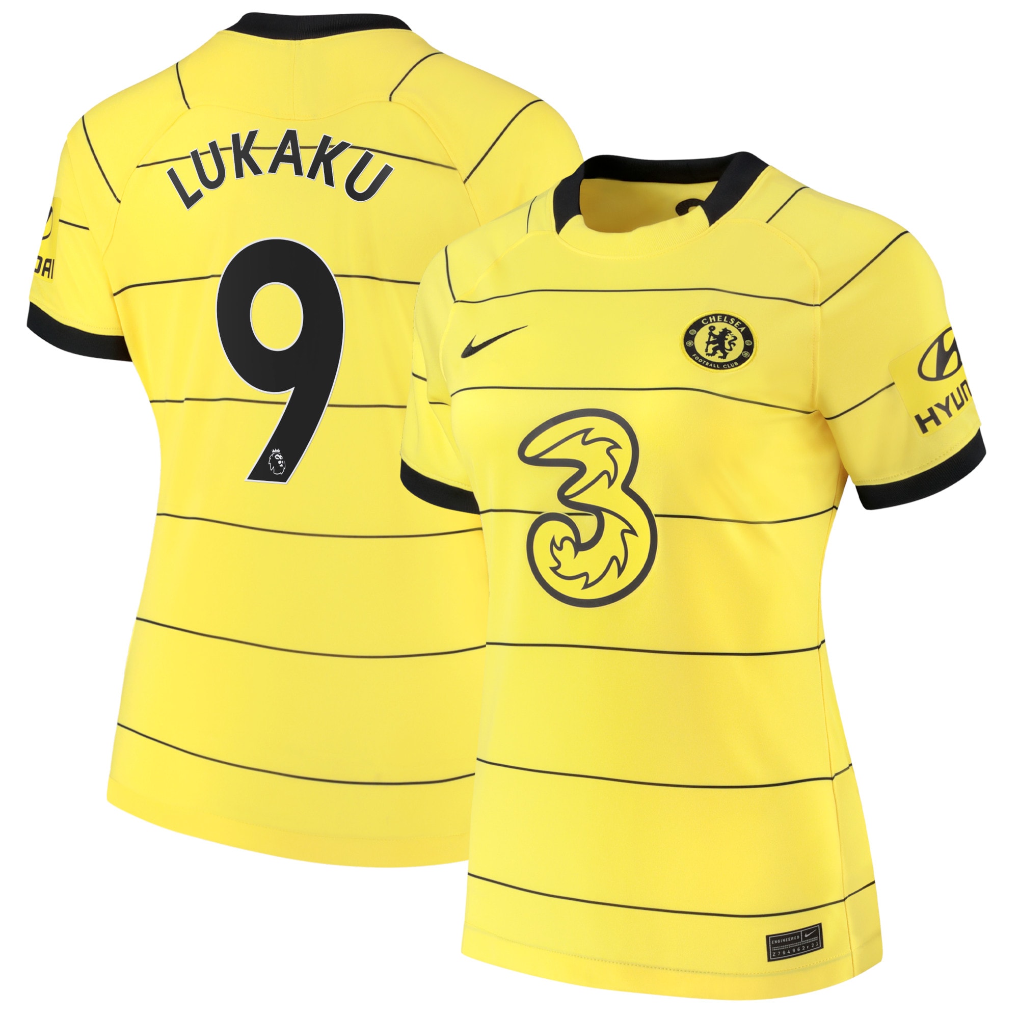 Romelu Lukaku Chelsea Women's 2021/22 Away Replica Player Jersey – Yellow