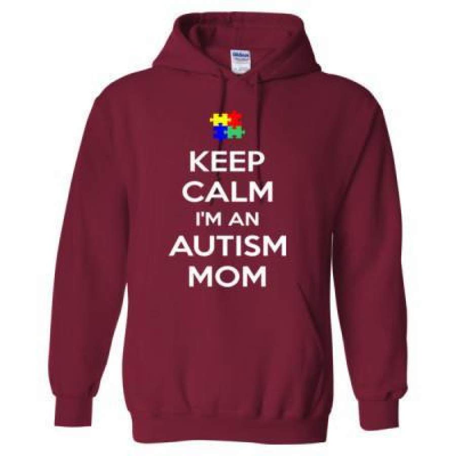 AGR Keep Calm Im An Autism Mom – Heavy Blend™ Hooded Sweatshirt