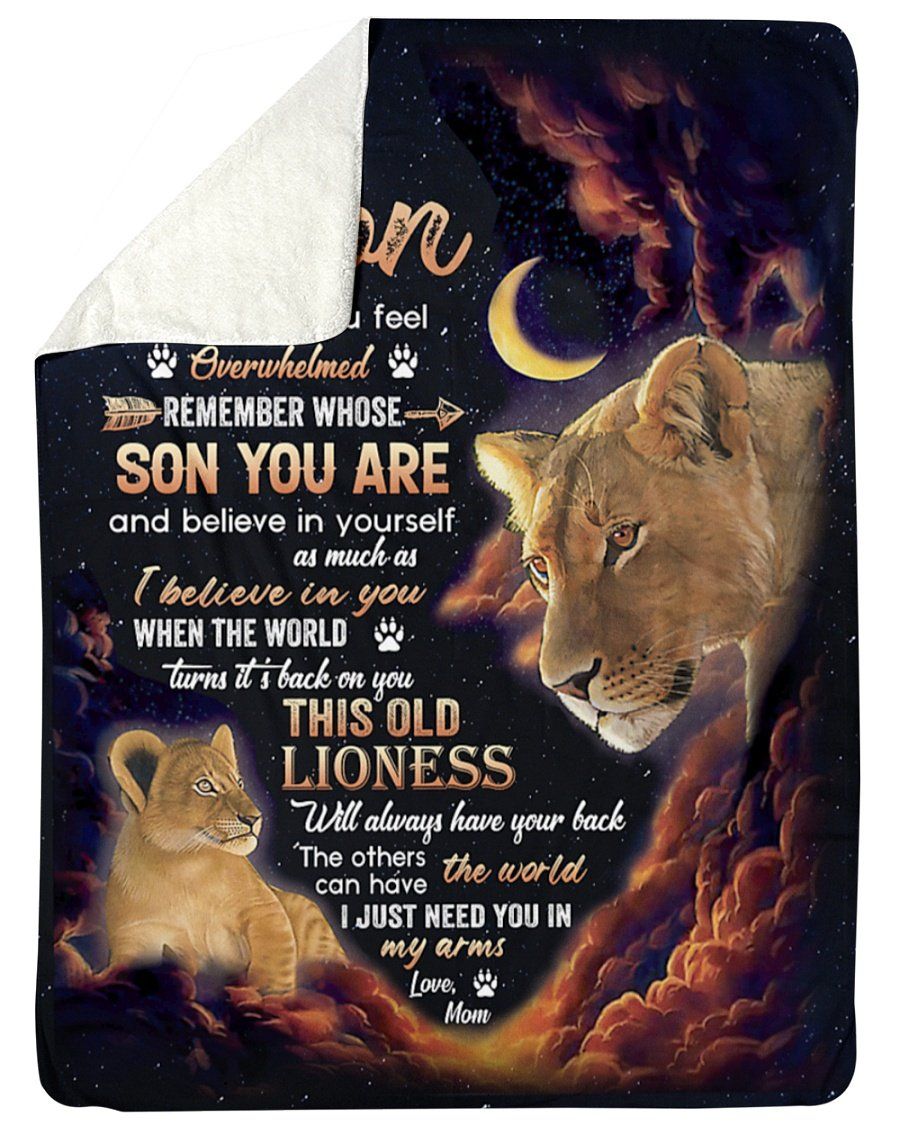 [Personalized Name] Dark Cloud Lion Whose Son You Are Mom Fleece Blanket, Sherpa Blanket, Gift For Parent, Family Member, Friends Gift, Christmas Gift, Home Decor, Home Living