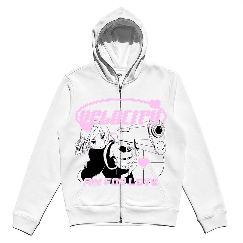 BiggOrange Anime Print Zipper Hoodie Women 2022 Spring Autumn Loose Women Zipper Sweater Oversize Women Hoodie Y2k Clothes alx