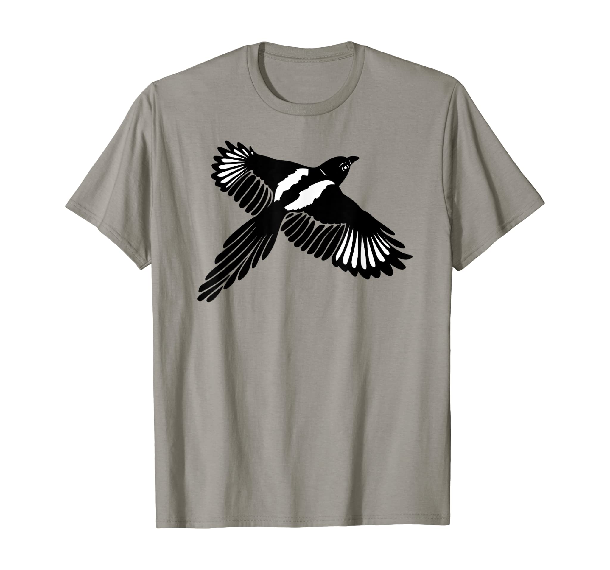 Magpie Bird With Large Wings. Animal Tee.