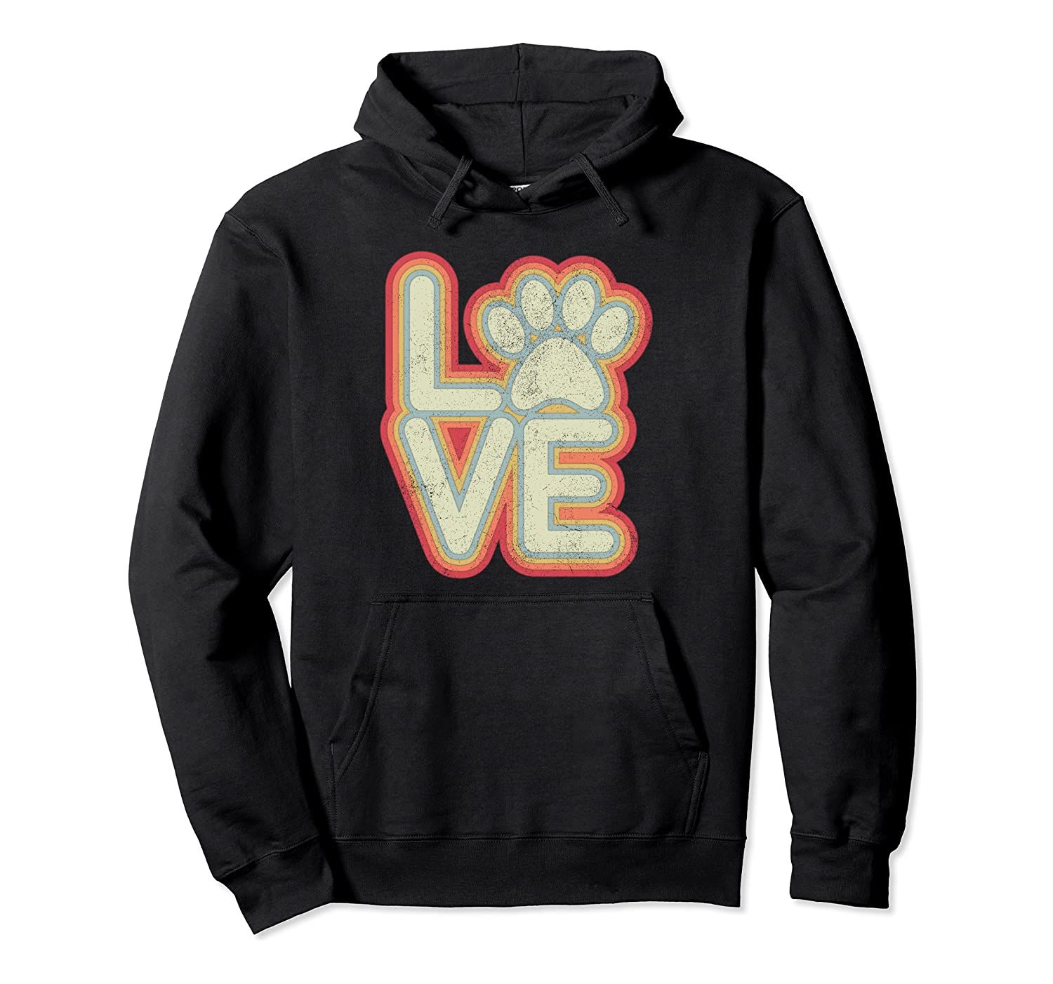 Vintage Love Paw Print Dog Owner Men Women Gift Pullover Hoodie, T-Shirt, Sweatshirt, Tank Top, Racerback, Dolman