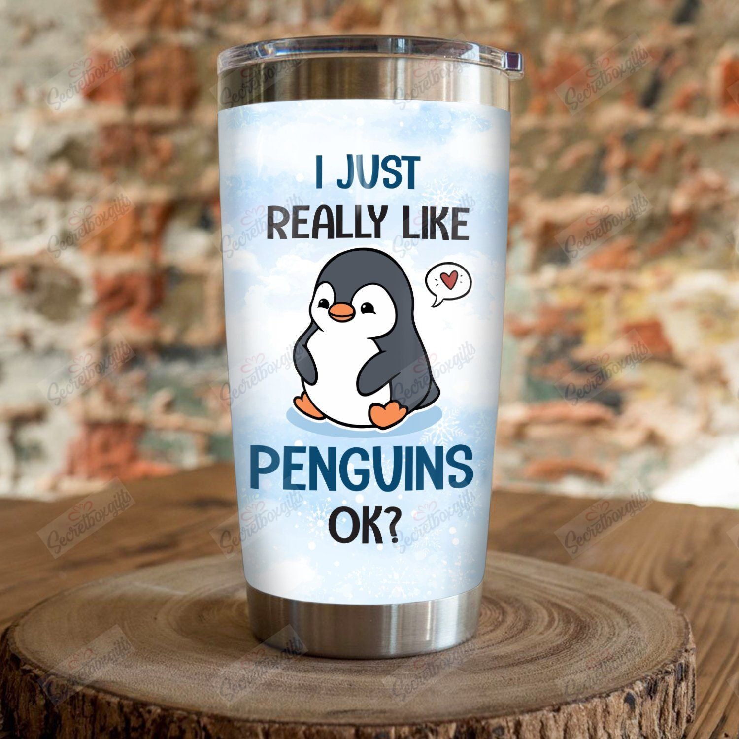 Personalized Penguin Th1710256Cl Stainless Steel Tumbler Customize Name, Text, Number