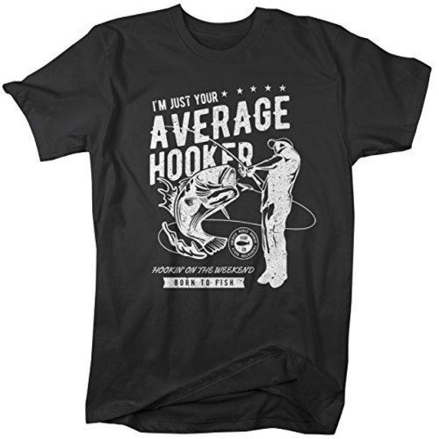 Men’s Funny Fishing T-Shirt Average Hooker Vintage Shirt Shirt