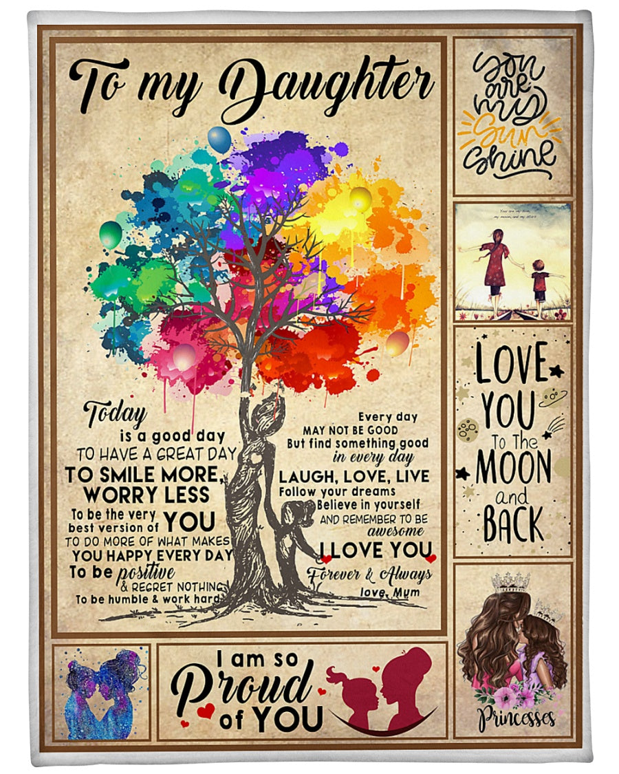 To My Daughter Blanket, You Are My Sun Shine I’M Always With You Gift For Daughter From Mom Birthday Gift Home Decor Bedding Couch Sofa Soft And Comfy Cozy