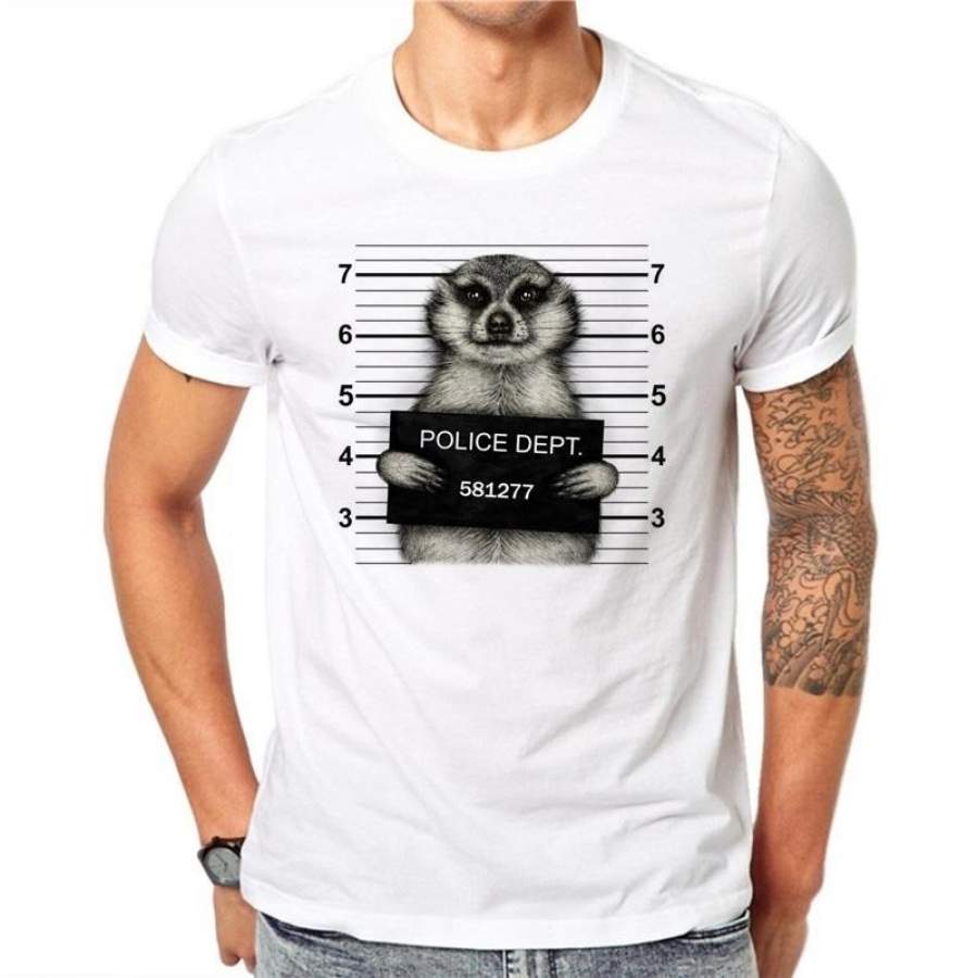 100% Cotton Creative Animal Police Dept Design Men T Shirt Squirrel Printed T-shirt Short Sleeve Casual Tops Summer Fashion