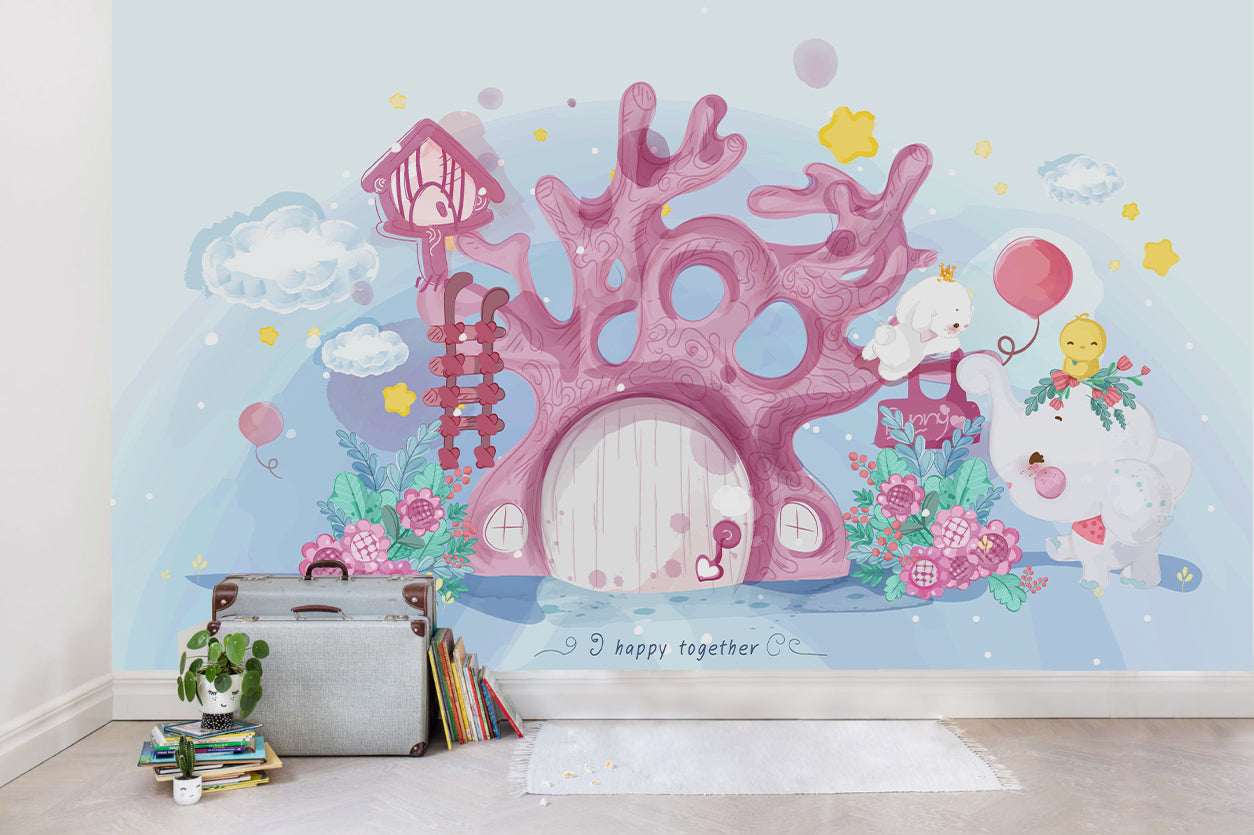 3D Coral House Rabbit Wall Mural Wallpaper Sww 12