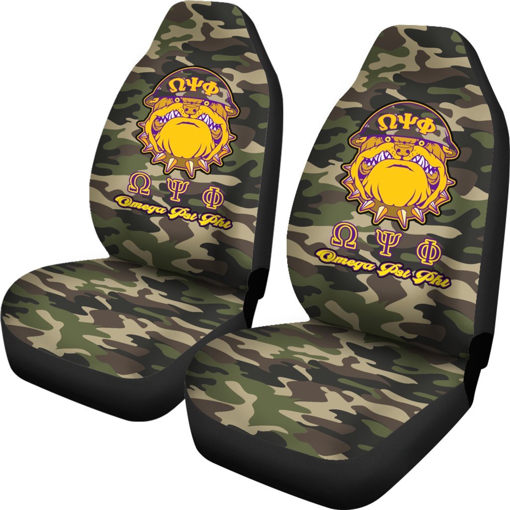 Masonstars Car Seat Covers – Omega Psi Phi Camo Dog (Set of 2) J0