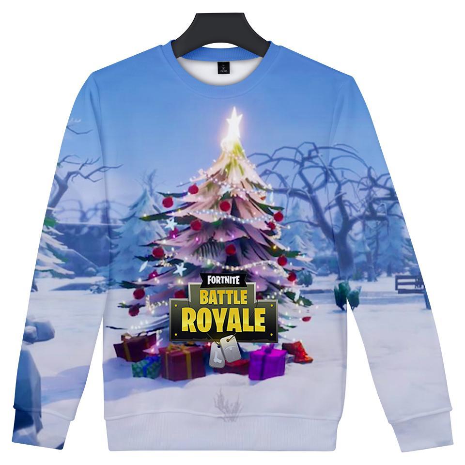 Fortnite Sweatshirts – Fortnite Game Christmas Series Christmas Tree 3D Sweatshirt