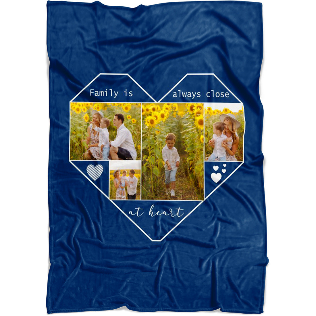 Personalized Photo Heart Shape Custom Heart Print With Photos And Text Blanket