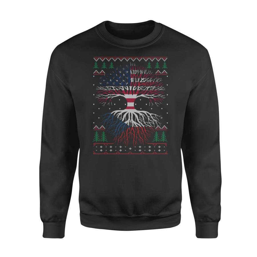 YOLOstuff Czech Roots American US Grown Flag Ugly Christmas – Standard Fleece Sweatshirt