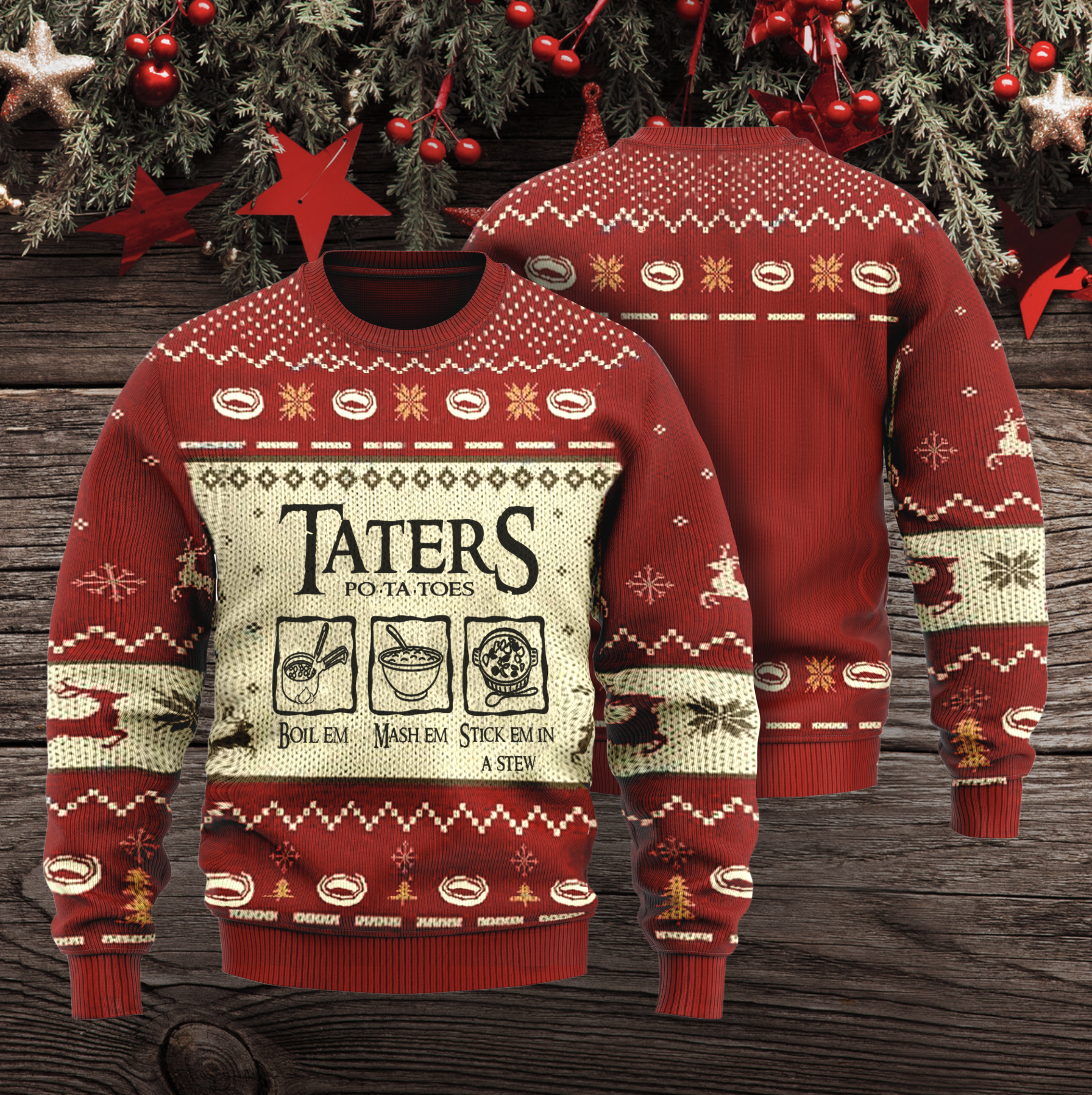 The Legends Of All The Rings Taters Potatoes Ugly Sweater