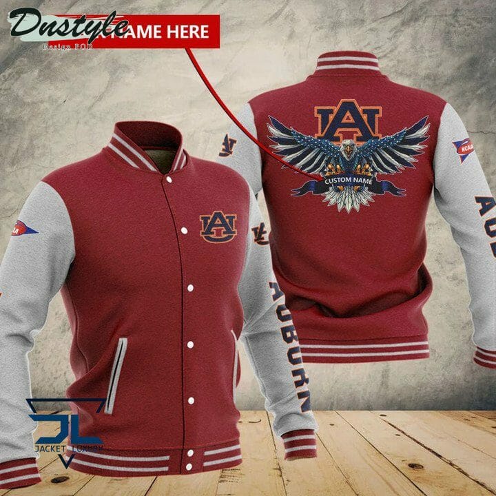 Auburn Tigers Custom Name Red Grey Baseball Jacket