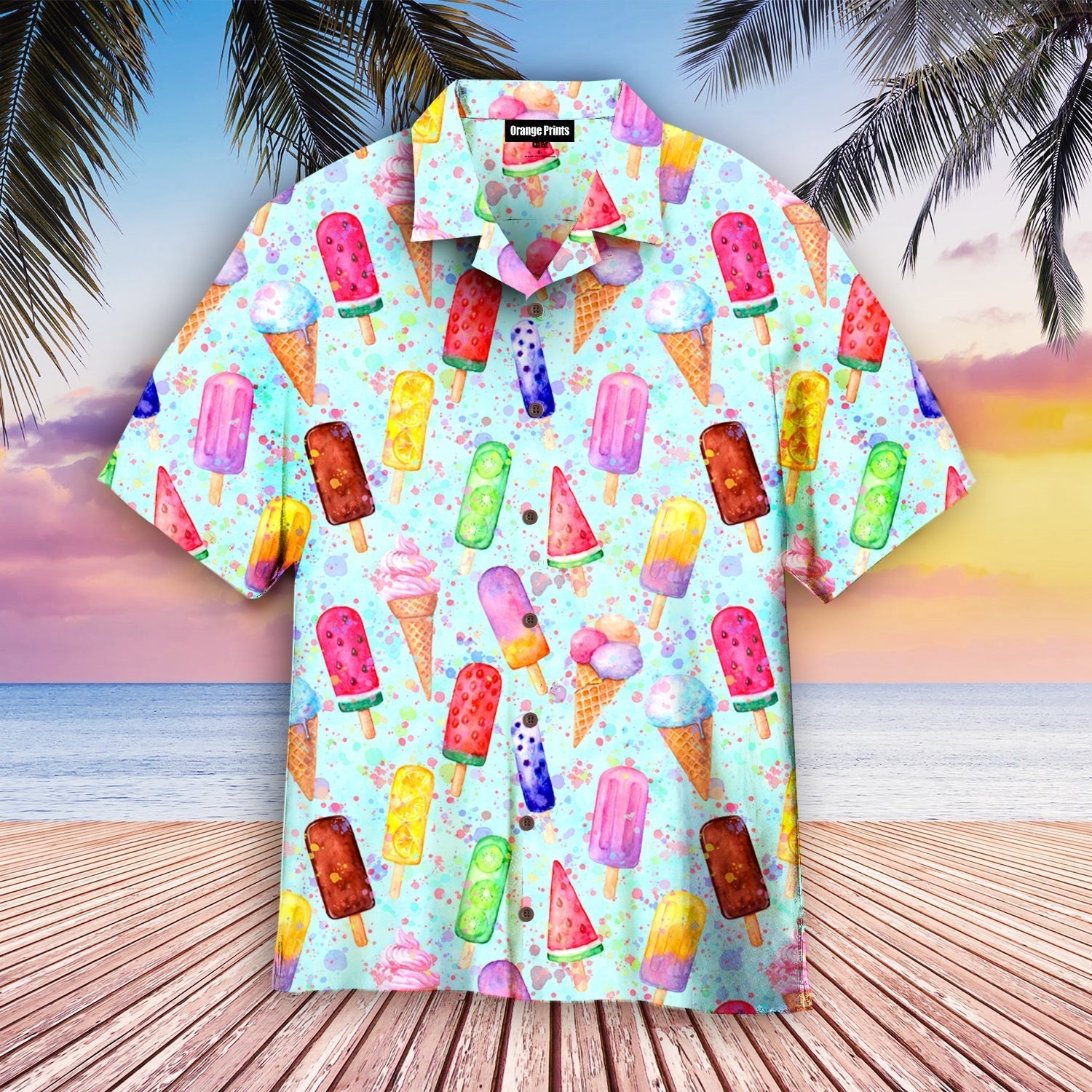 Color Ice Cream Cone Pattern Aloha Hawaii Shirts For Men Women Ha33743