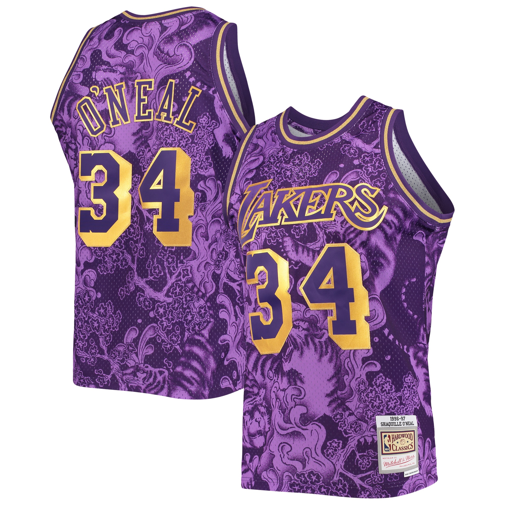 Shaquille O'Neal Los Angeles Lakers Mitchell & Ness Hardwood Classics 1996/97 Lunar New Year Swingman Jersey – Purple