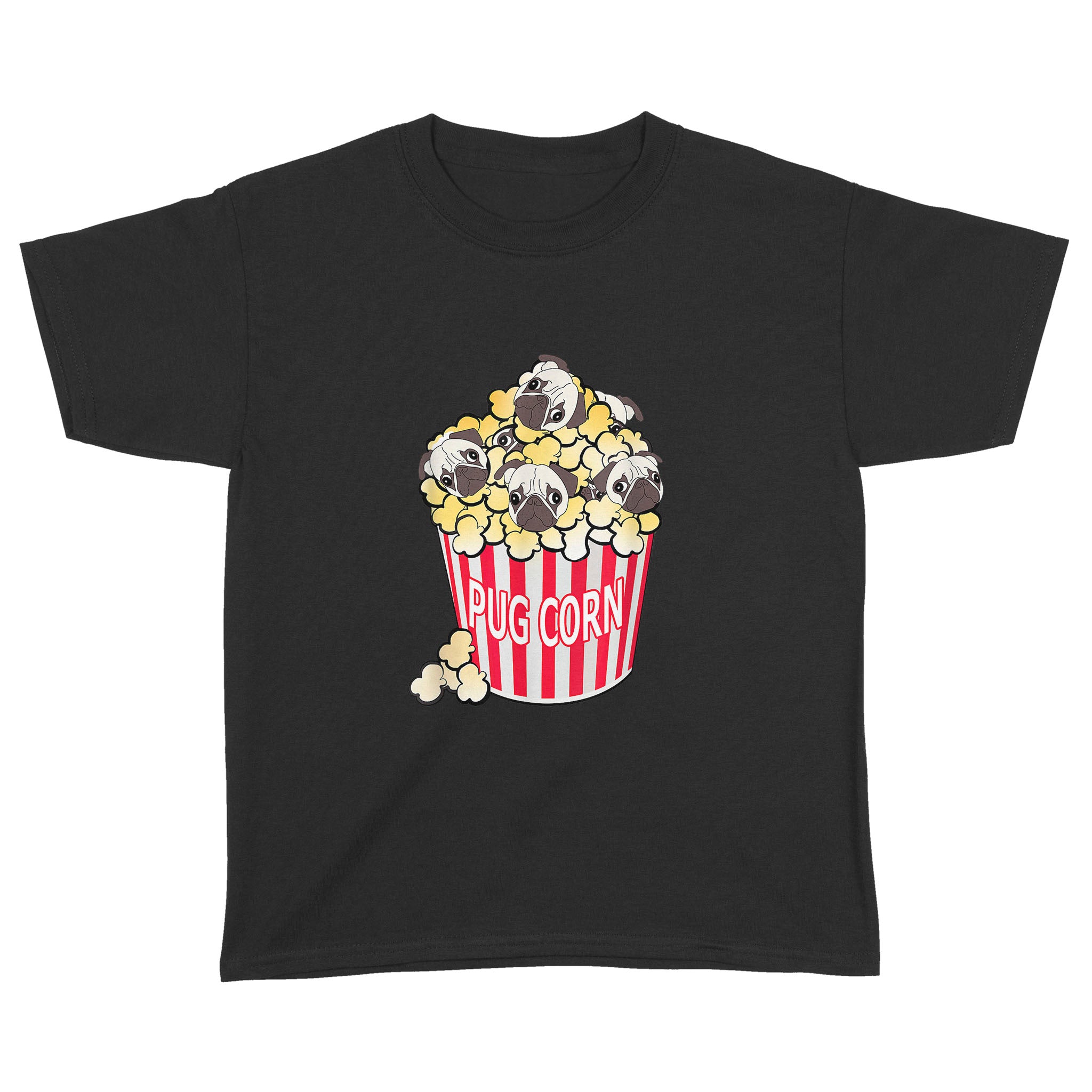 Dog in Popcorn, Funny Puppy, Pug Corn, Cute – Standard Youth T-shirt