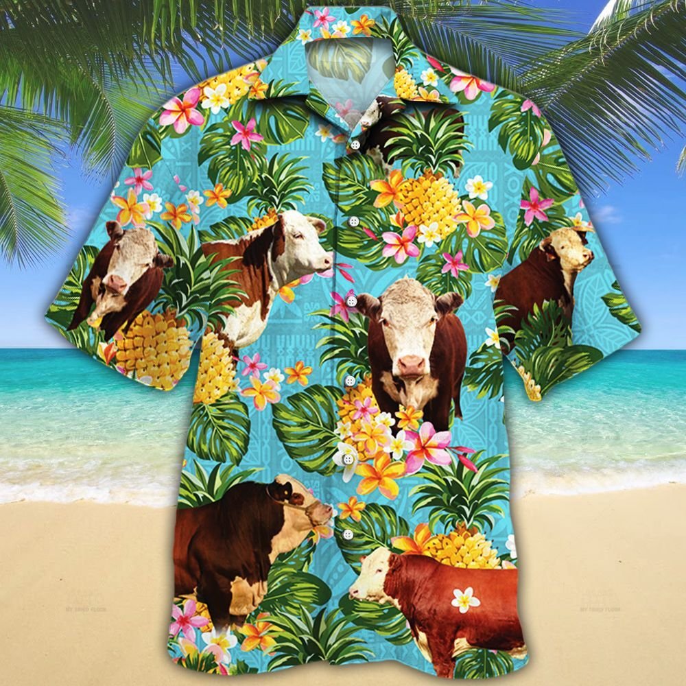 Hereford Cattle Lovers Pineapple Hawaii Shirt Ha10919