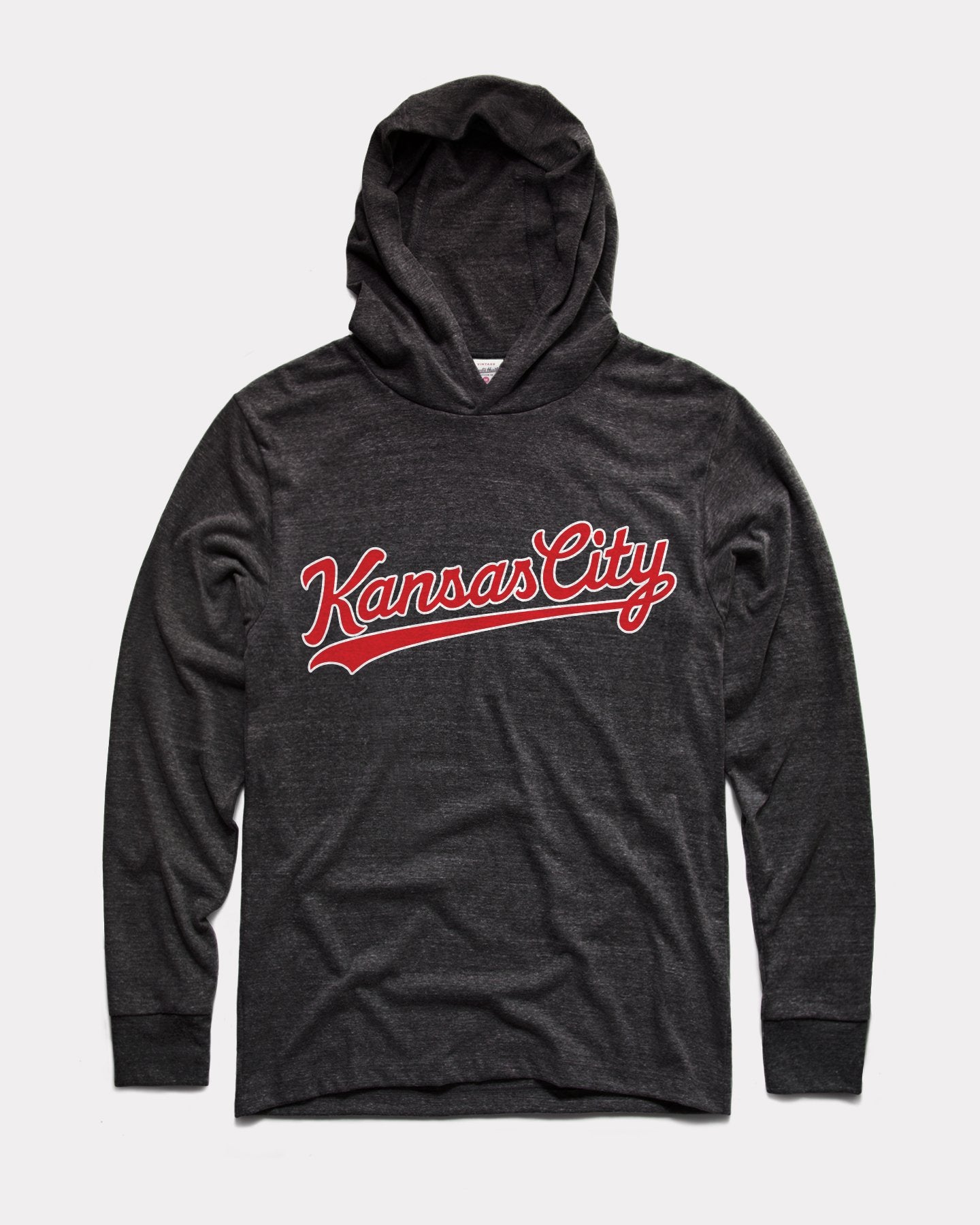 Red Kansas City Script Vintage Black Lightweight Hoodie Sweatshirt