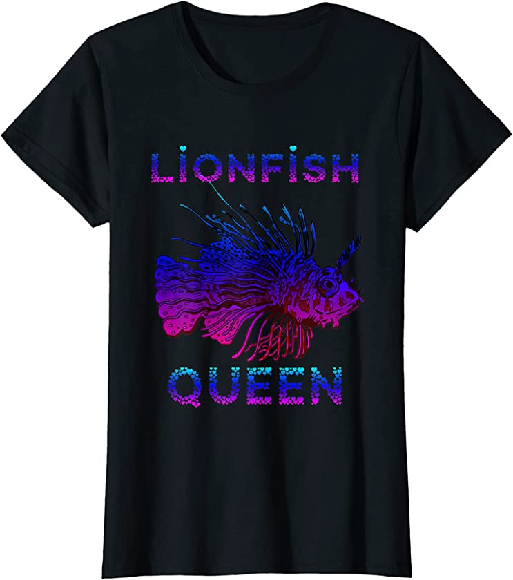 Womens Lionfish Queen Sea Rock Diver Cute Lion Fish Lover Fishing T-Shirt