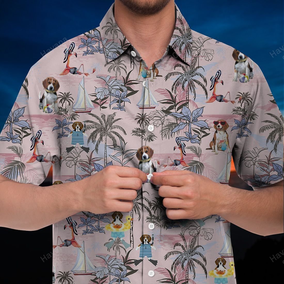 Beagle Hawaiian Shirt Hawaii Tropical