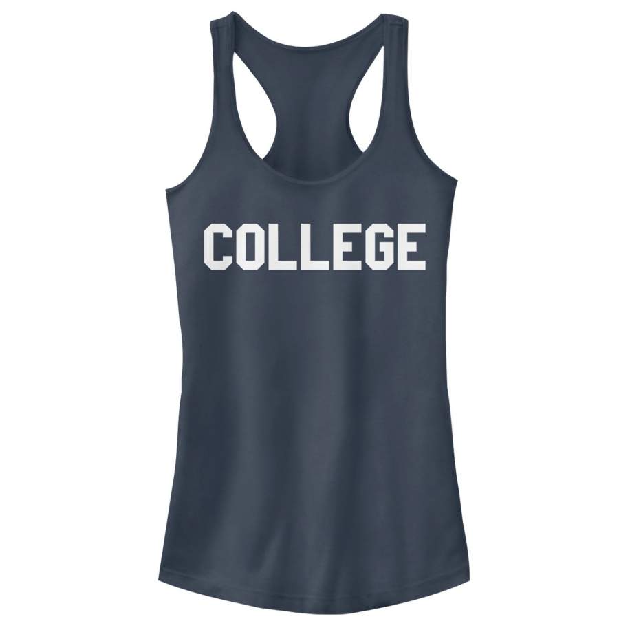 Animal House Junior’s College Text  Racerback Tank