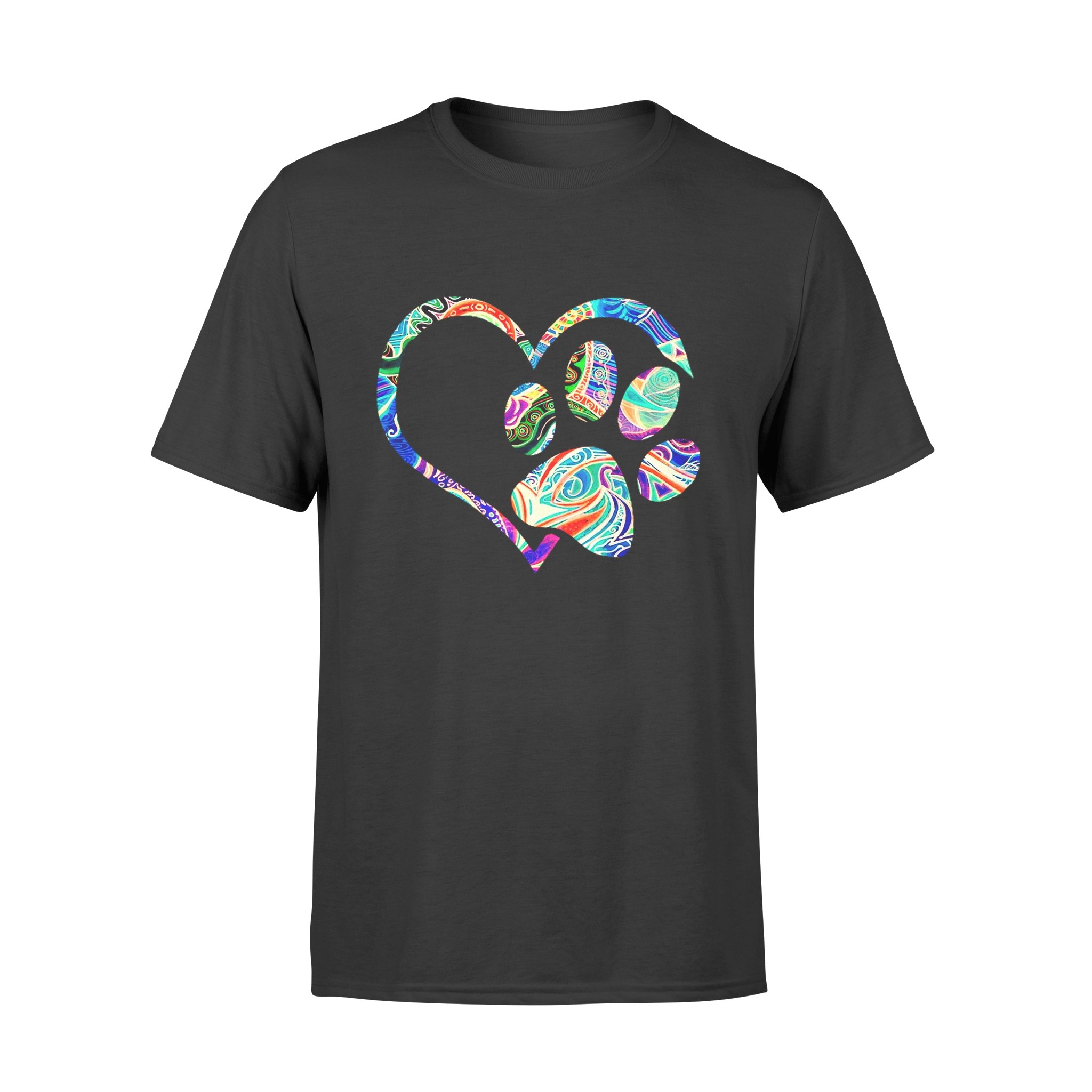 Animals gift idea Pawprint Tie Dye Rainbow Inspired Dog Paw Print T-Shirt - Standard T-shirt