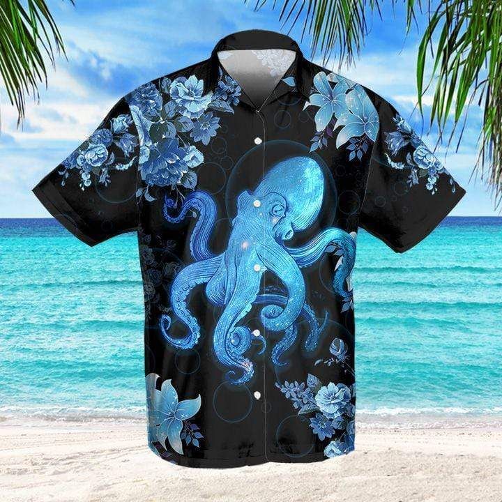 Find Octopus Tropical Black Blue Hawaii Aloha Shirts Ha30326