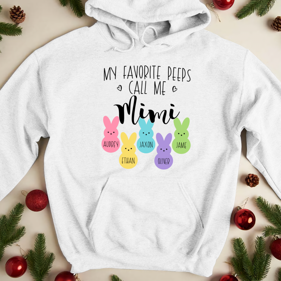 Personalized My Favorite Peeps Call Me Mimi With Grandkids Easter Bunny Hoodie