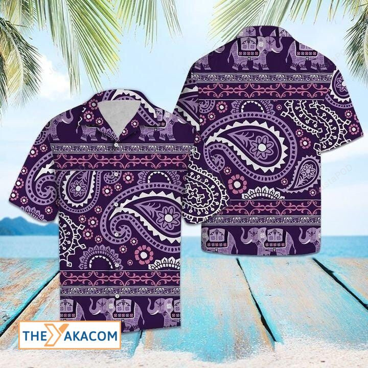 Wonderful Purple Psychedelic Elephant Hawaiian Shirt