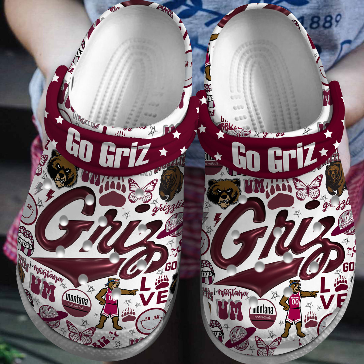 Montana Grizzlies NCAA Sport Crocss Crocband Clogs Shoes Comfortable For Men Women and Kids