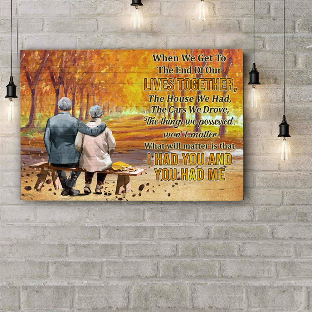 Autumn Family Old Couple You Had Me Horizontal Poster & Canvas Home Decor Wall Art Visual Art