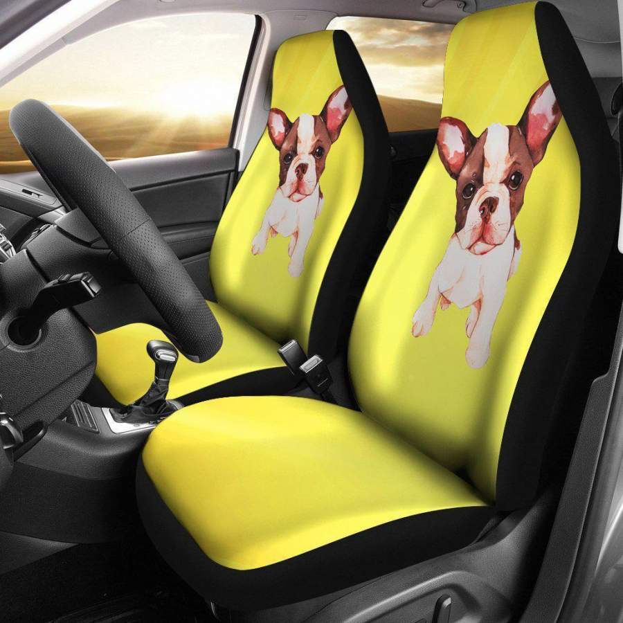 Puppy French Bulldog Car Seat Covers Yellow For Dog Lover NH10