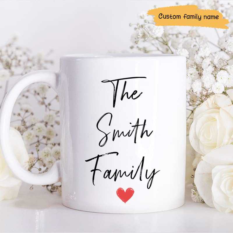 Family Name Red Heart Birthday Anniversary Gift Personalized Mug