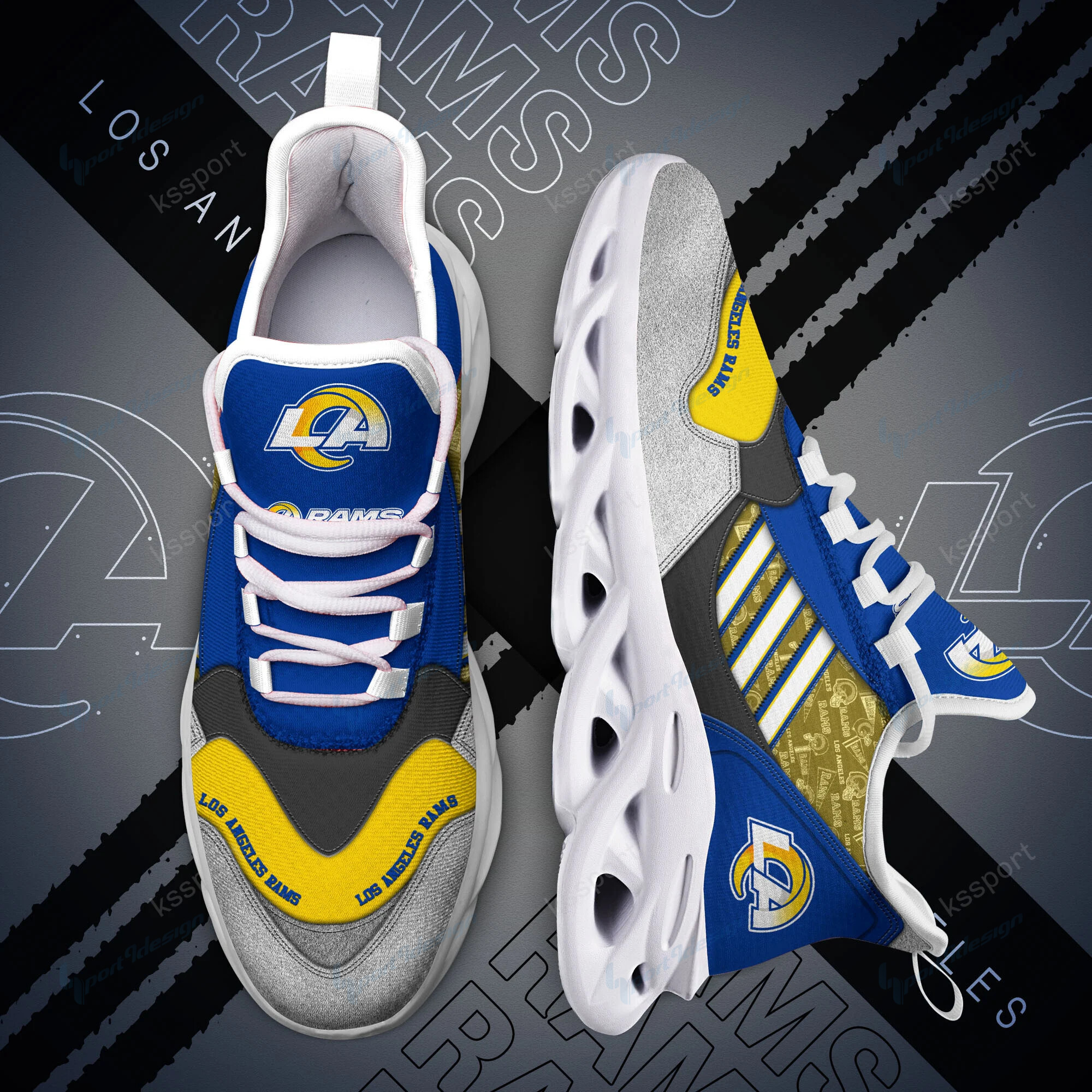 Los Angeles Rams Yezy Running Sneakers Bg736