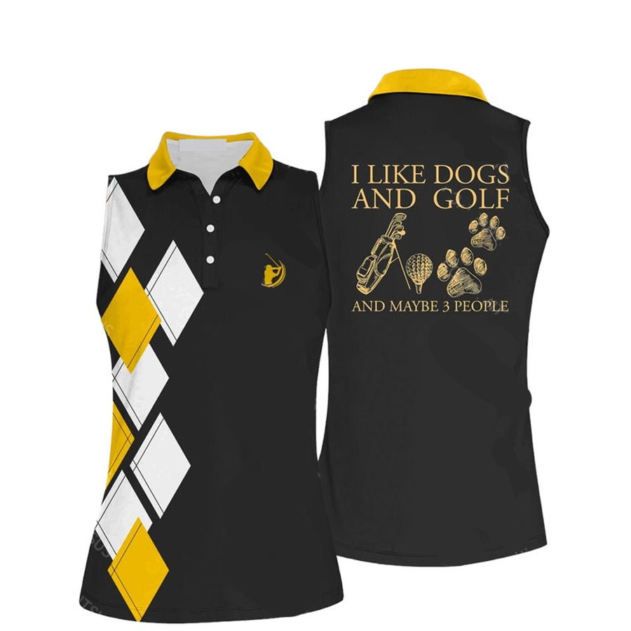 Womens I Like Dogs And Golf Sleeveless Polo Shirt, Women’S Sleeveless Polo Shirts Quick Dry Golf Tennis Shirt