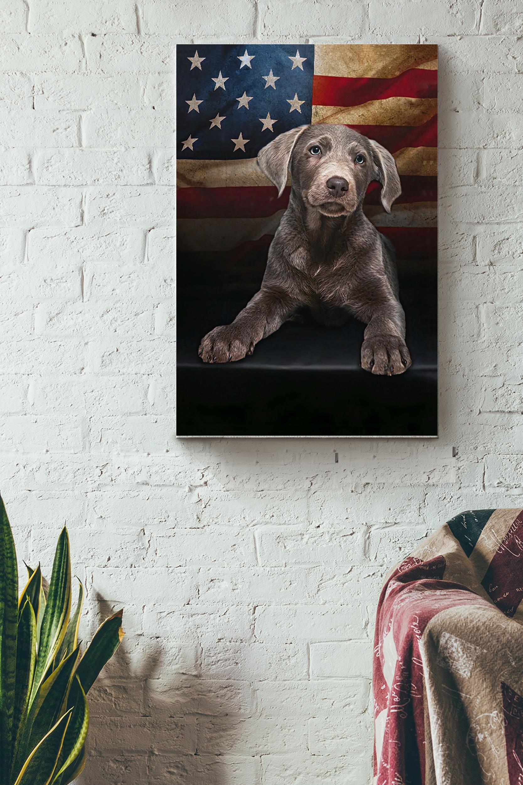 American Dog Poster – Animal Wall Art – Gift For Dog Lover, American, Dog Foster, Puppy Lover Wrapped Canvas