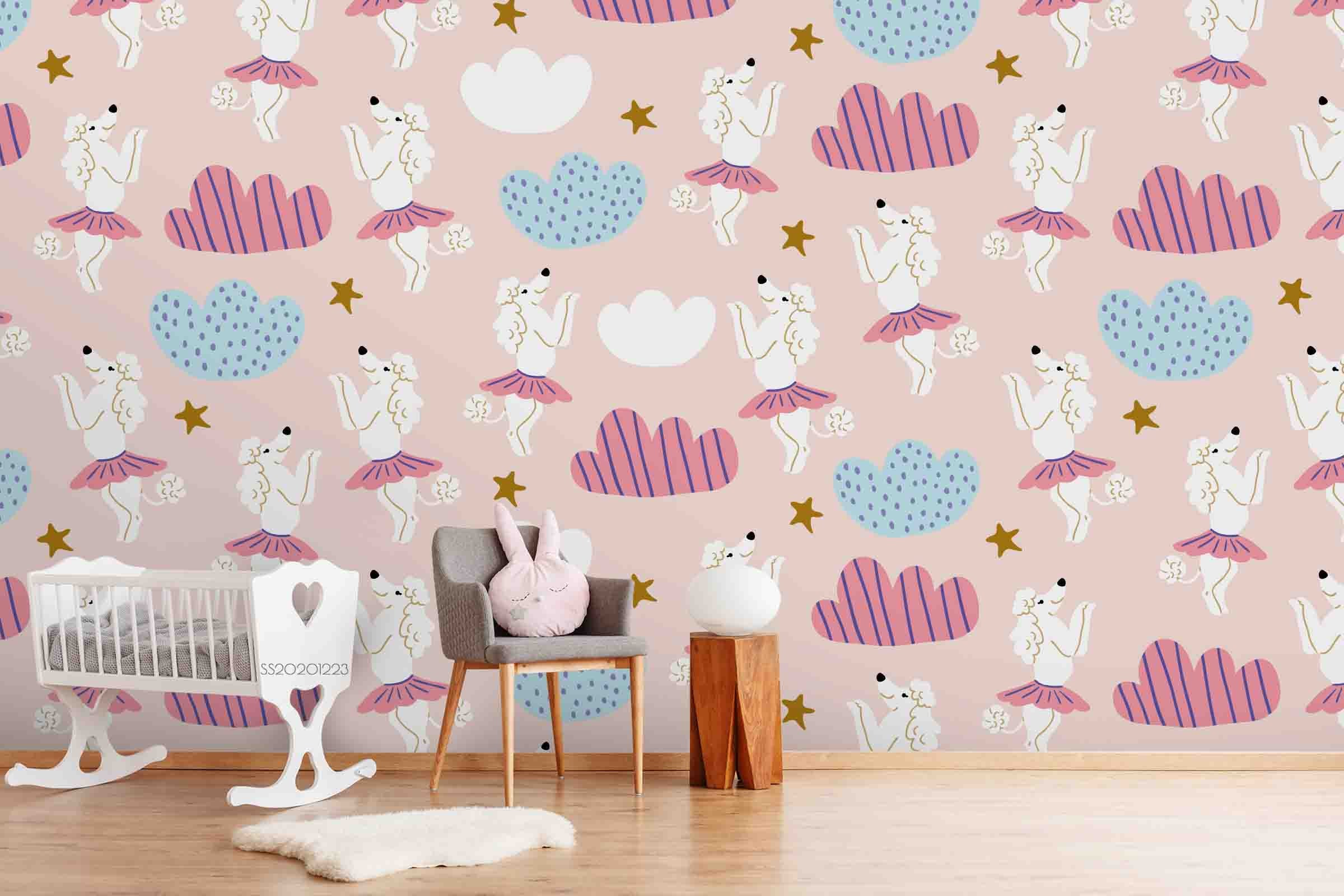 3D Cartoon Animal Horse Cloud Wall Mural Wallpaper Lqh 89