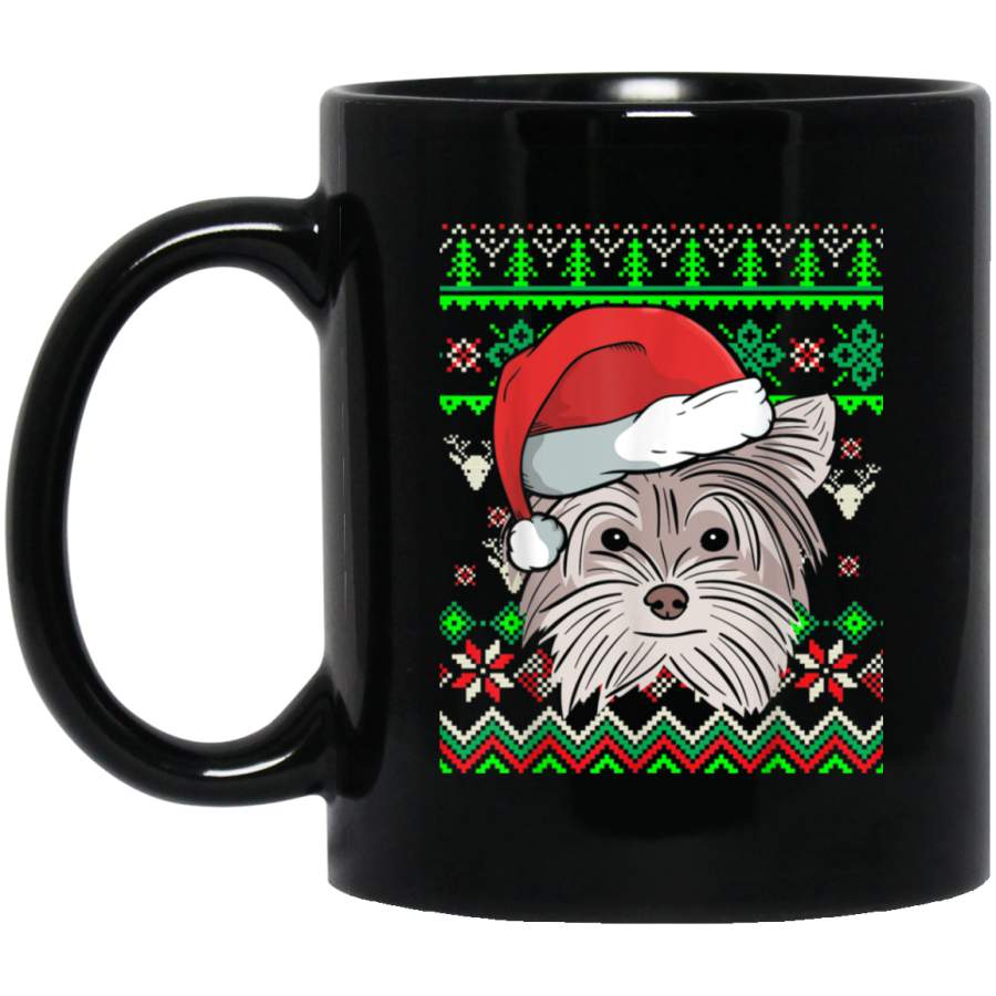 Animal Dog Ugly Christmas Yorkshire Terrier  11 oz 15 oz Mug Black