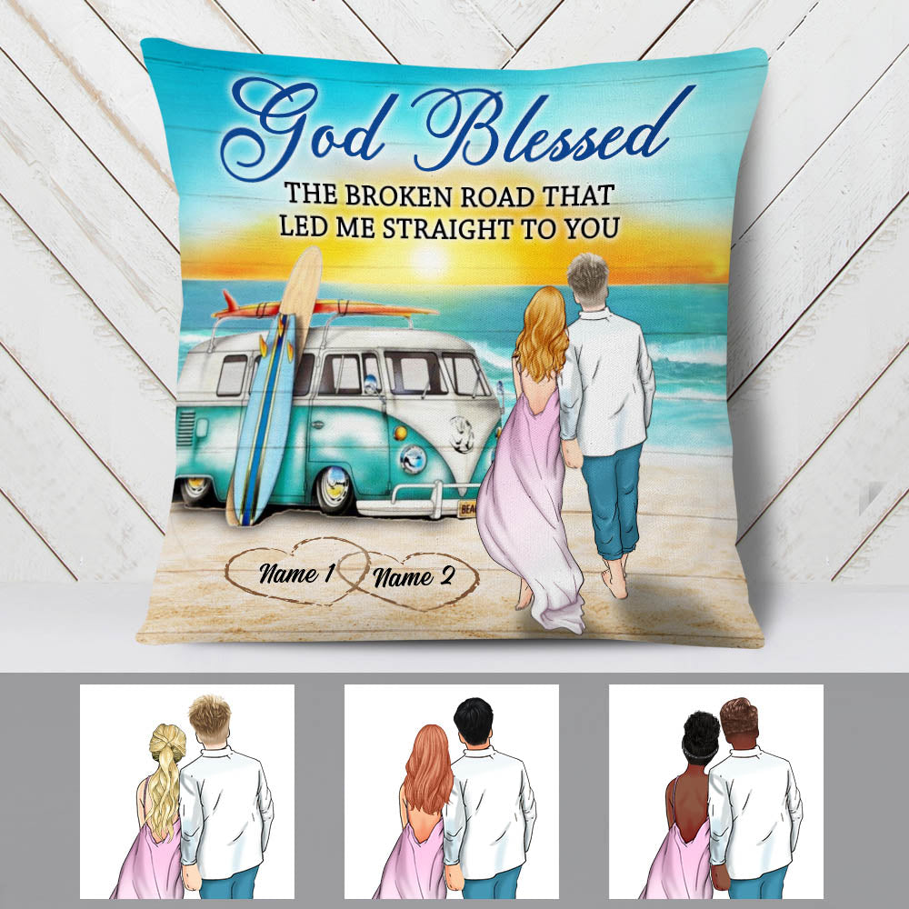 Personalized Summer Beach Couple Pillow Jn81 87O58 (Insert Included)