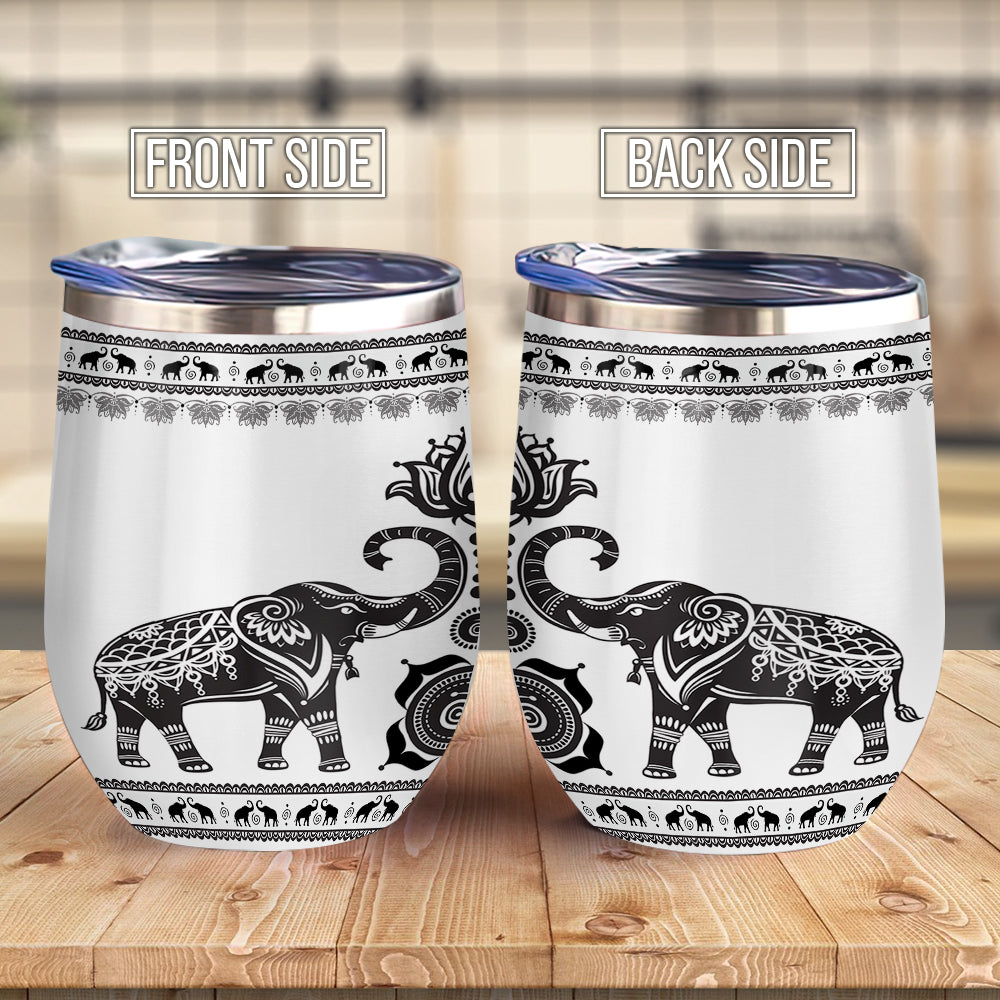 Boho Hippie Elephant Boho Hippie Wine Tumbler Hippie Elephant Gifts Adlz1206003Z Wine Tumbler