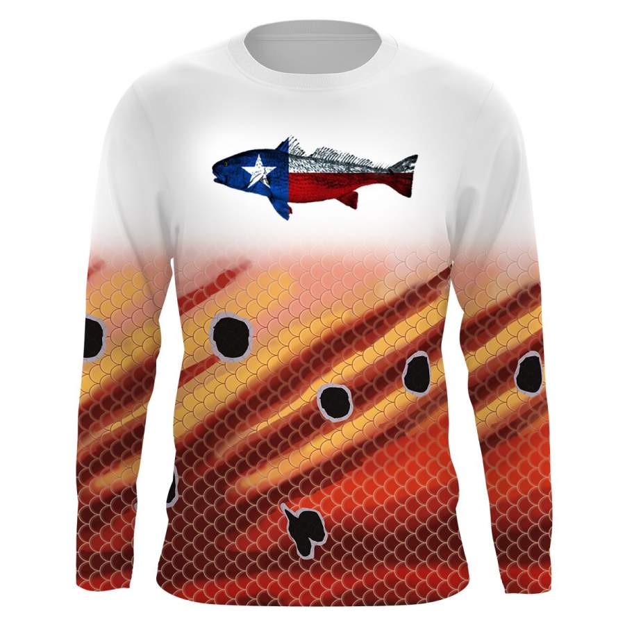 Redfish puppy drum Texas flag  UV protection quick dry Customize name long sleeves UPF 30+ personalized gift