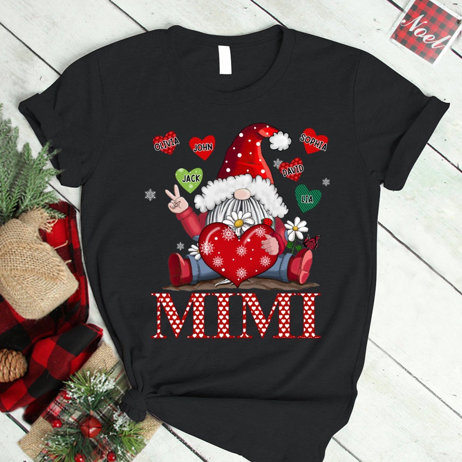 Personalized Gnomes Grandma Christmas Shirt, Xmas Mimi Shirt Custom Kids Names, Gnome Nana Shirt Custom Names for Xmas, Gnome Mimi Shirt