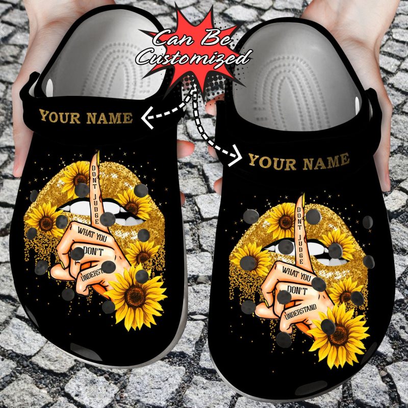 Sunflower Lip clog Shoes Custom