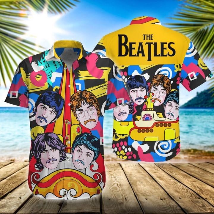 The Beatles Music Band Print Short Sleeve Hawaii Casual Shirt Ha57318