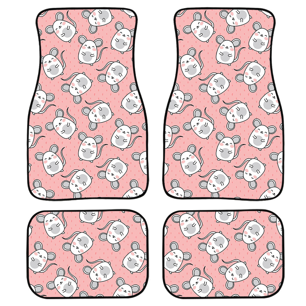 Cute Rat Pattern Print Front And Back Car Floor Mats, Front Car Mat