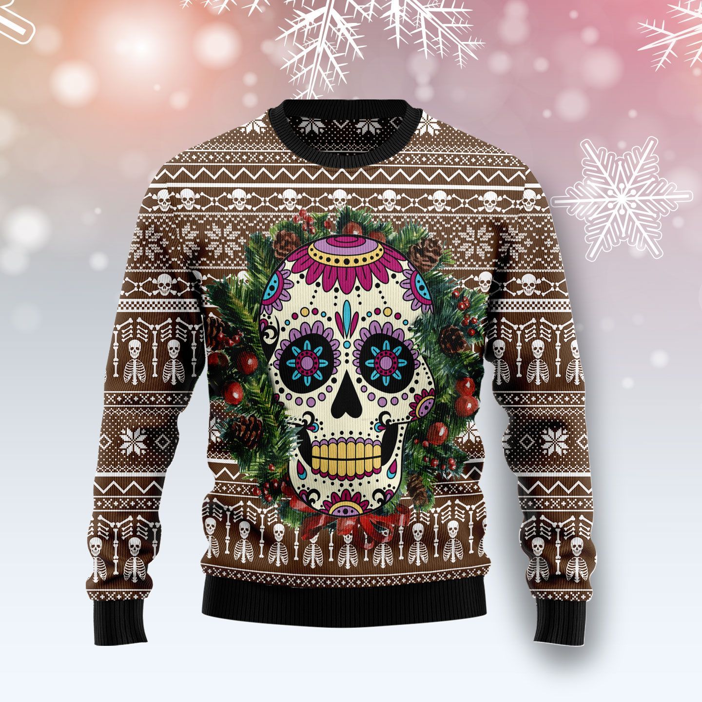 Awesome Sugar Skull  Ugly Christmas Sweater | For Men & Women | Adult | Us5282