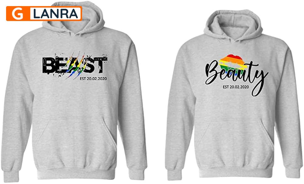 Personalized Beast Beauty Hoodie, Custom Lgbt Couple Hoodie, Matching Couple Hoodie, Lgbt Hoodie, Unisex Sweater, Sweatshirt