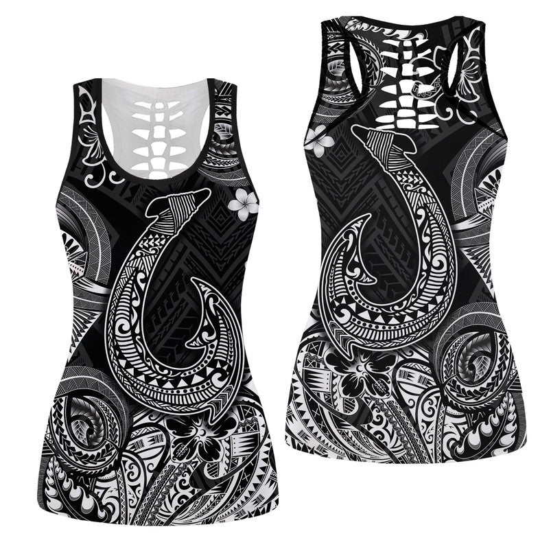 Hawaiian Fish Hook Polynesian Hollow Tank Top Unique Style Black Ha42204