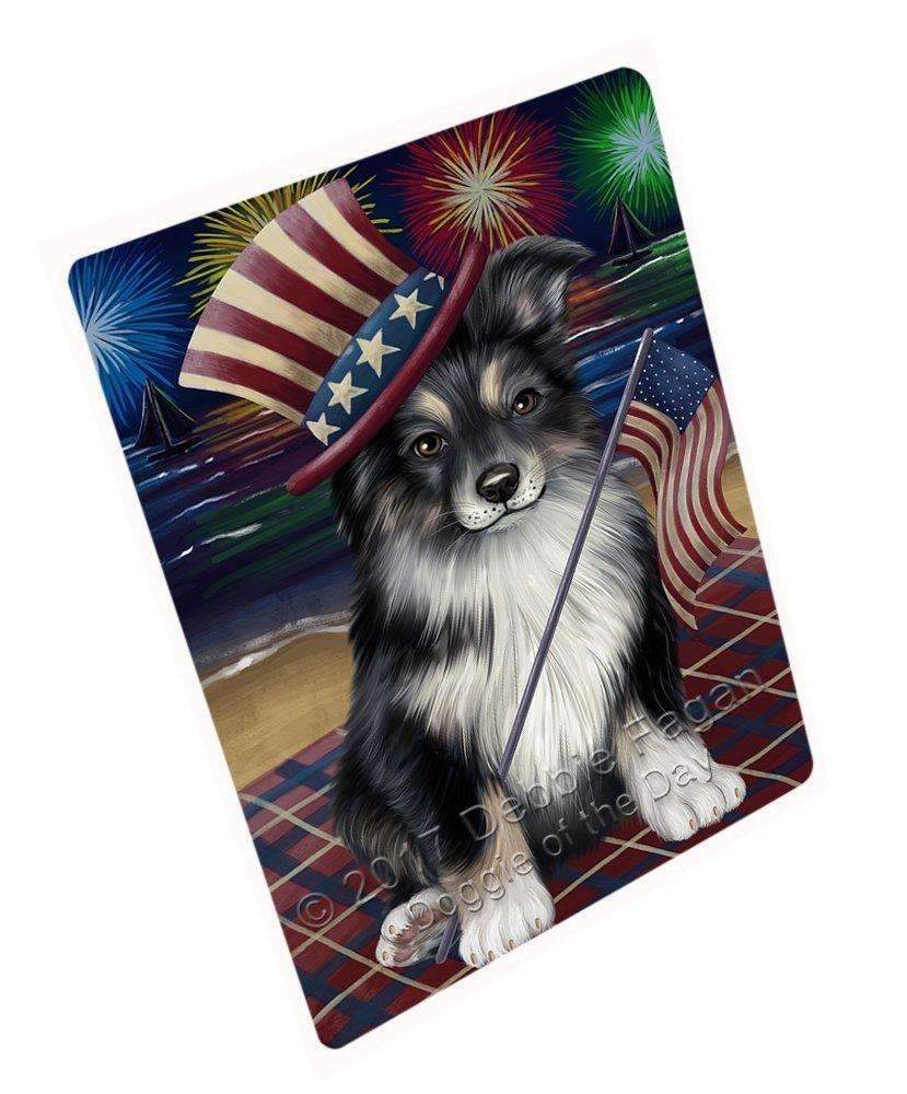 4Th Of July Fireworks Australian Shepherd Dog Blanket Blnkt49179