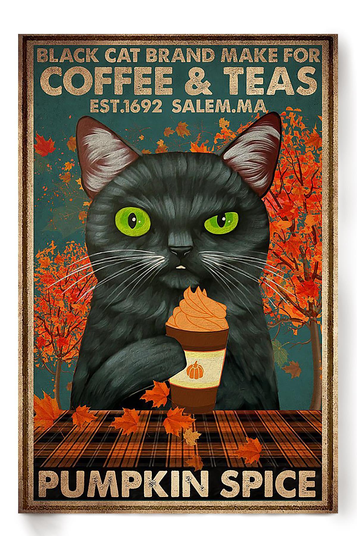 Black Cat Brand Make For Coffee Tea Animal Wall Art Gift For Cat Lover International Cat Day Kitten Foster Cafe Decor Poster